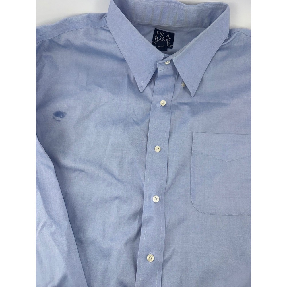 Jos. A. Bank Mens Traveler Collection Light Blue Cotton Dress Shirt 18-35